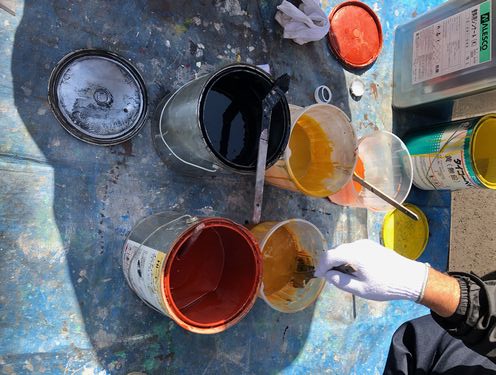 内部の柱塗装工事！