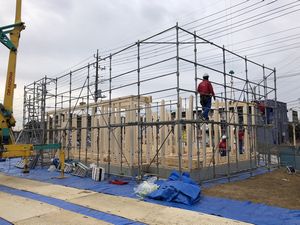 土浦市で新築モデルルーム上棟です。