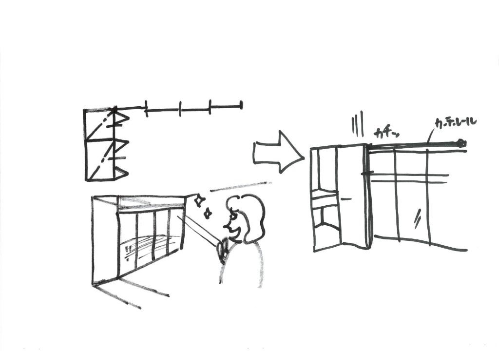 カーテンレールと建具の取り合い